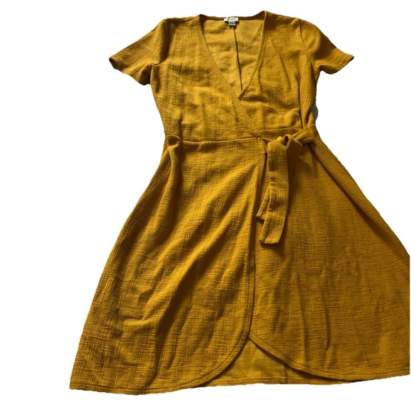 J. Crew Dresses & Skirts - J.‎ CREW CORAL Yellow FAUX WRAP DRESS, SHORT SLEEVE, SIDE BELT Size XS